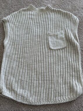 Garnet Hill Cream Ribbed sleeveless mock neck Sweater Vest
 size small